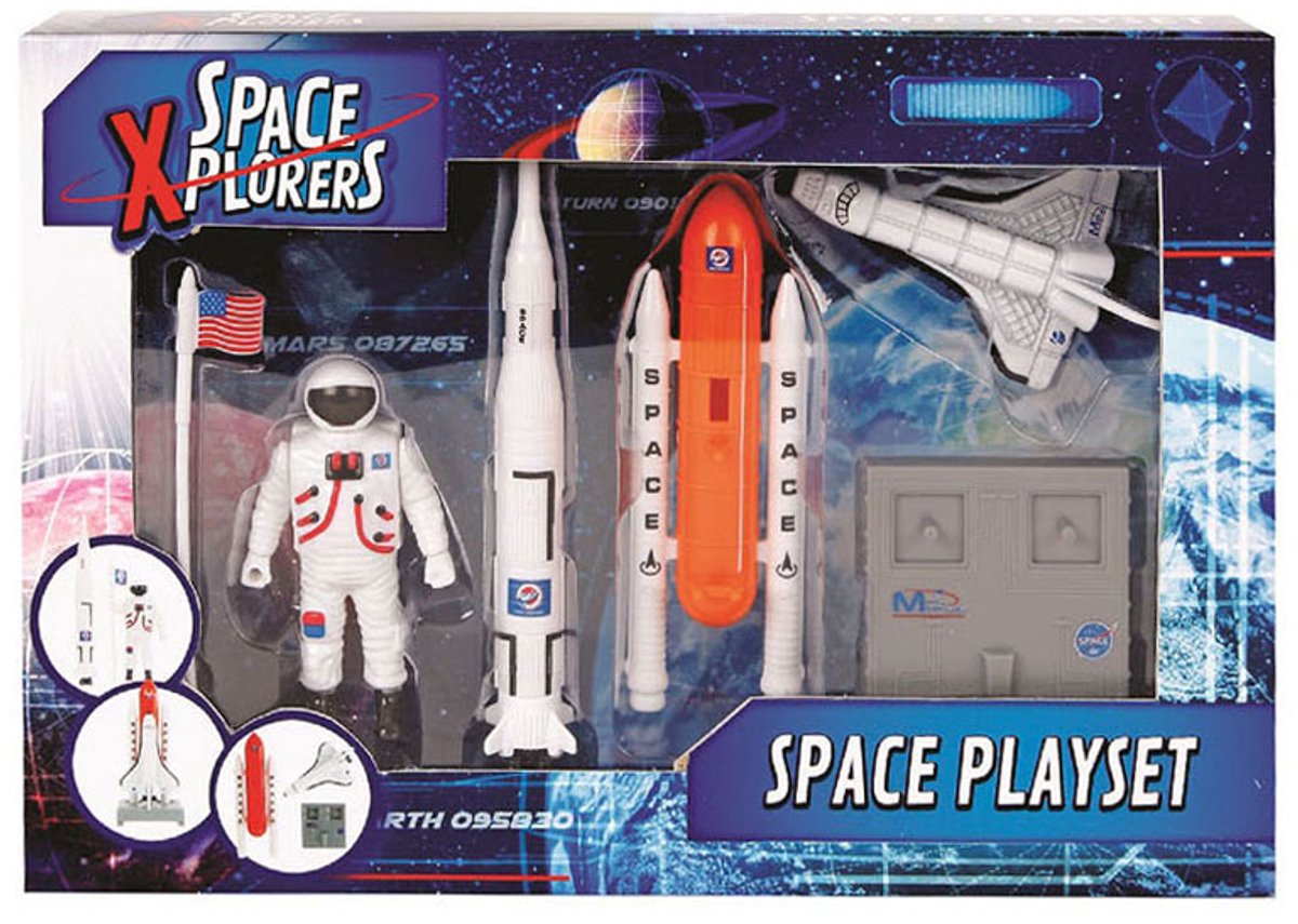 Lobbes space explorers rumrejselegetøj rumfærge legesæt 6-delt.