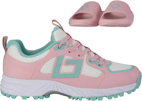 Brabo tribute junior turf hockeyschoenen light pink aqua met slides
