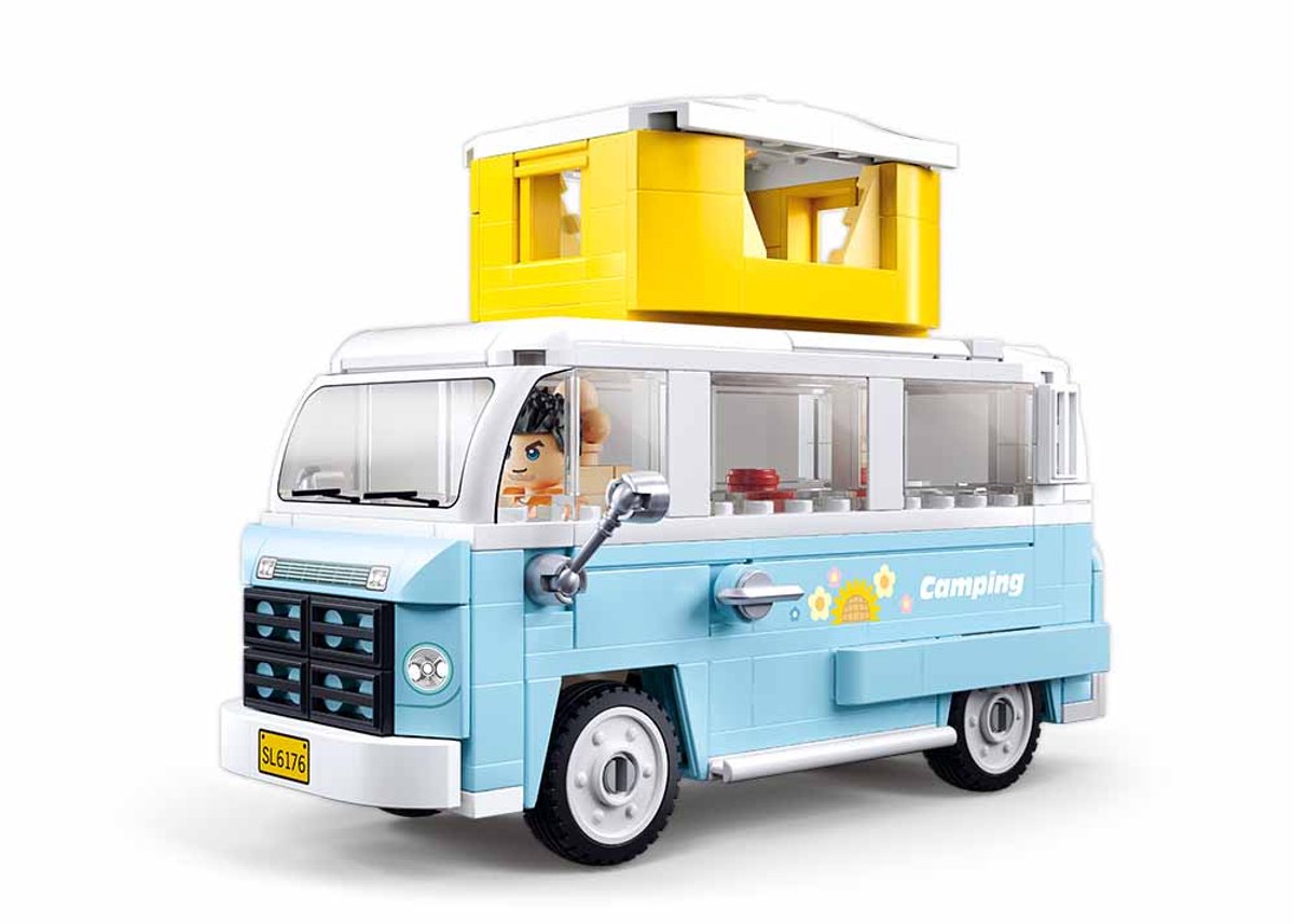 Sluban modelbricks camper bus byggelegetøj – byggelegetøj camper modelbygning – byggeboks med 265 byggeklodser – m38-b1192 – fra 8 år