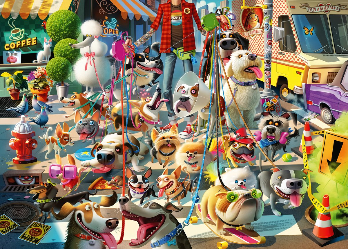 Ravensburger puslespil tegneserie hunde 1000 brikker puslespil voksne.