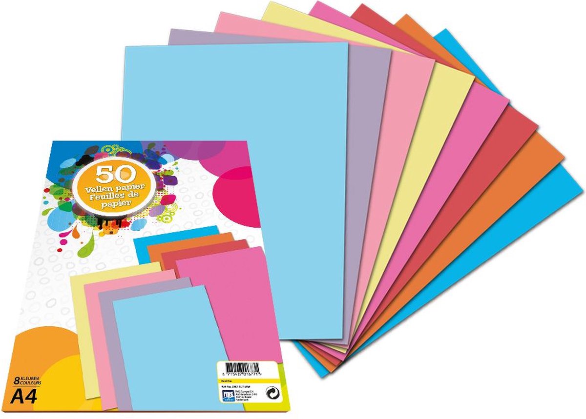 Håndværk fornemmelser farvet papir fluoro | størrelse a4 | 40 ark | 75 gram | 5 forskellige farver | papir | fold | origami | håndværkspakke | for børn