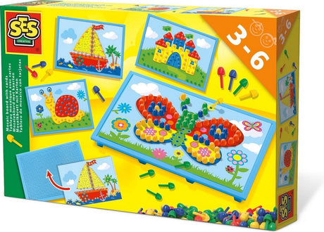 Ses creative - mosaikplade med kort - med 100 farvede nåle og 4 kort til mosaik