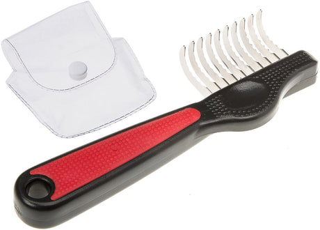 Ferplast tangle kam lige model - hund frakke kam - 16,3x5,2x2,4 cm rød sort
