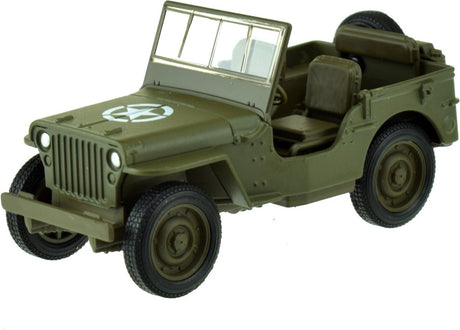 Welly toys USA army jeep bil - army green - trykstøbt metal - 11 cm - model Willys