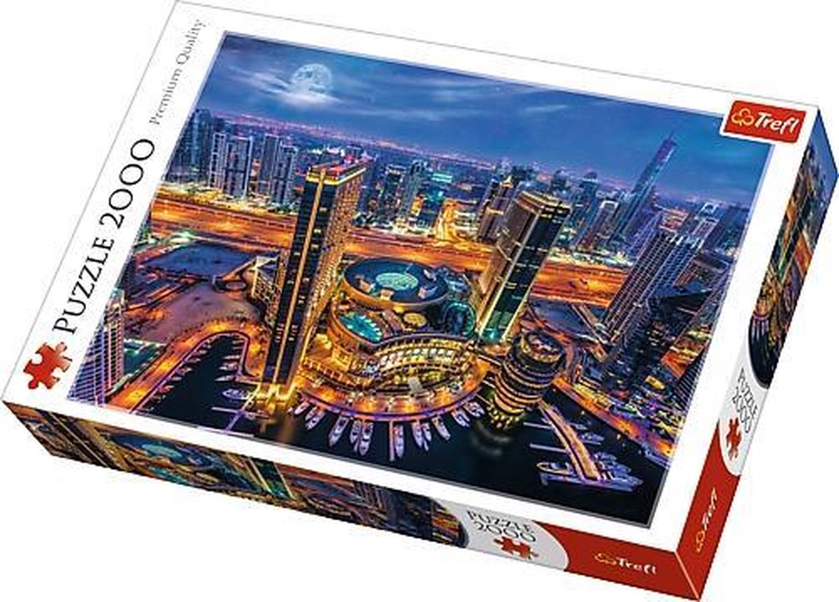 Trefl puslespil 2000 brikker - dubai skyline night - premium kvalitet.