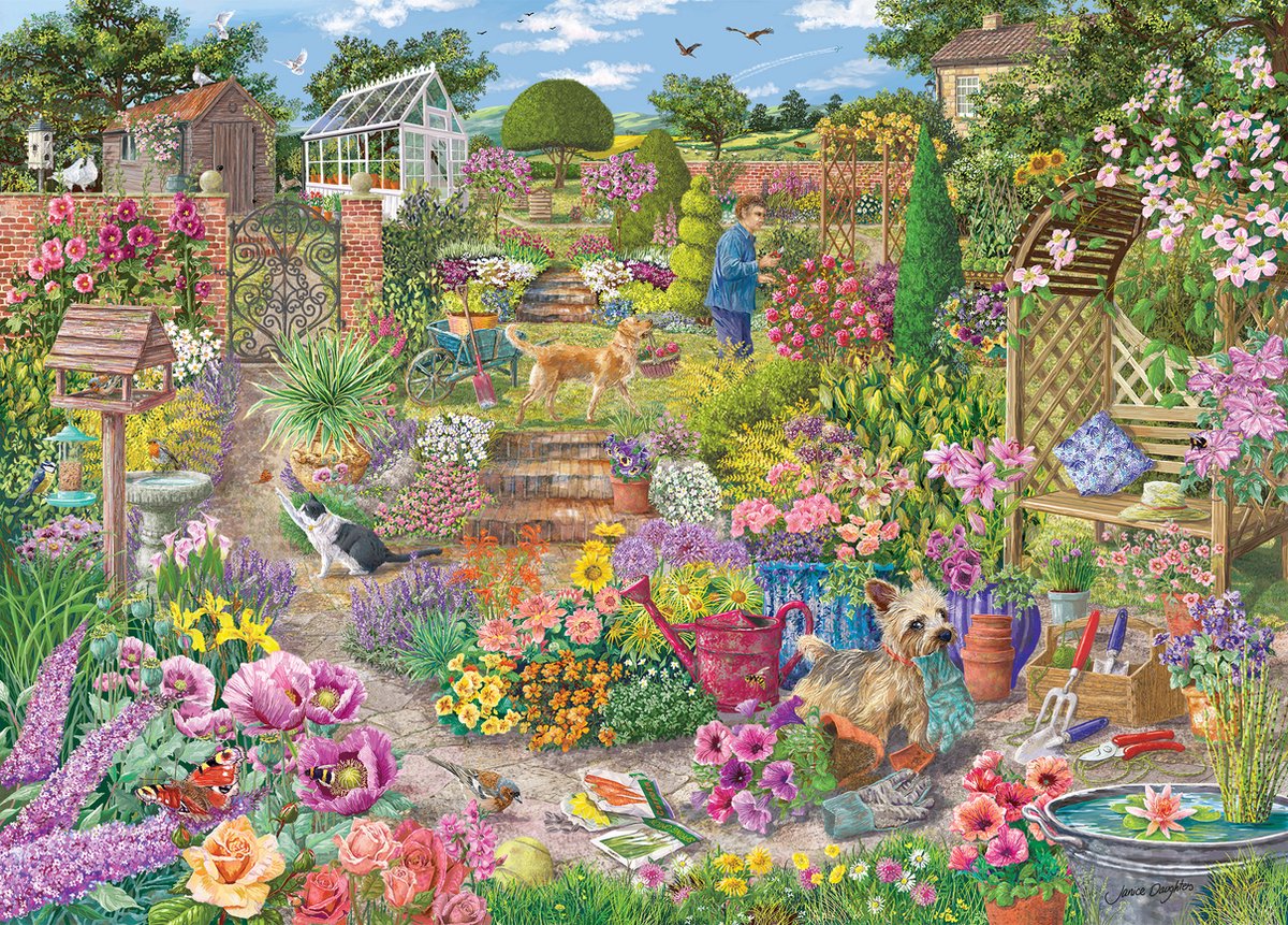 Gibsons - have i blomst (af janice-døtre) - 1000 brikker 68×49cm (b×h) - puslespil til voksne