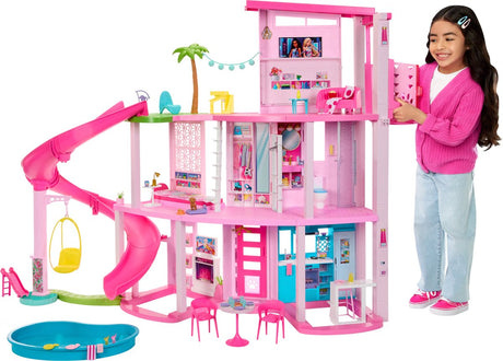 Barbie drømmehus dukkehus - 114 cm højt - med rutsjebane og 75+ tilbehør