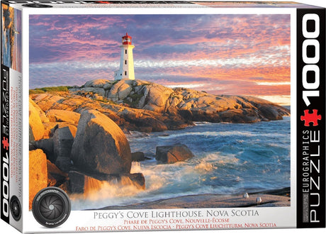 Eurographics - peggy's cove fyrtårn, nova scotia, canada - 1000 brikker 68×48cm (b×h) - puslespil