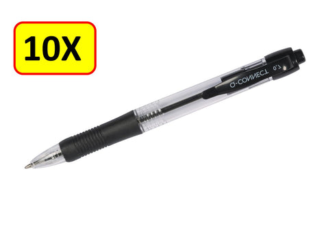 Q-connect 10 x kuglepen - udtrækkelig - 0,7 mm - medium spids - sort