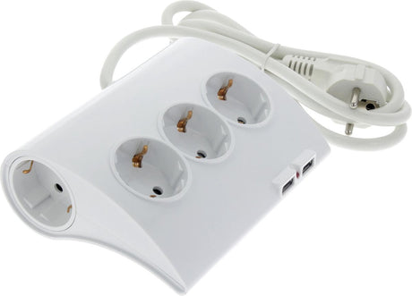 Q-link strømskinne 5v ra termoafbryder 2xusb 1,5m 3x1,5 - hvid