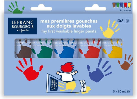 Lefranc bourgeois paris lefranc bourgeois mit første vaskbare gouache fingerfarvesæt – klassisk 5×80 ml | fingermaling til børn fra 18 måneder