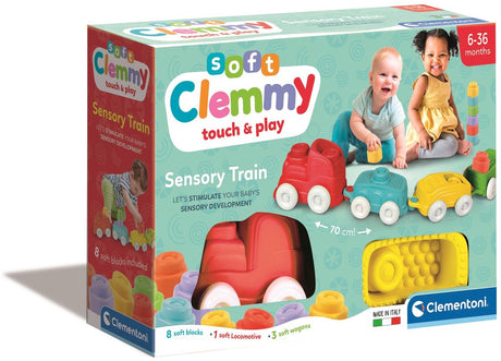 Clementoni - sansetog - babylegetøj - blødt tog - blød clemmy - håndværk - 6-36 måneder