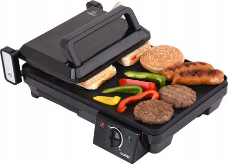 Lund professionel elektrisk bordgrill elektrisk bageplade - grillapparat - grillplade - 40,5 x 25cm - 2000w - sort