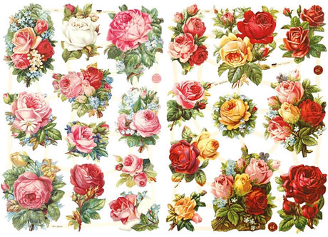 Creativ firma vintage billeder, roser, ark 16,5x23,5 cm, 2 ark 1 æske