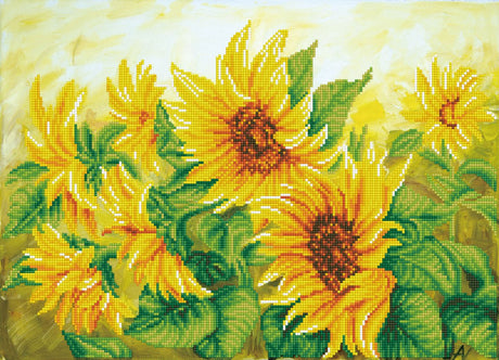 Diamond dotz® - diamantmaleri voksne - blomster - solsikker 41 x 57 cm - runde sten - fuld pakke