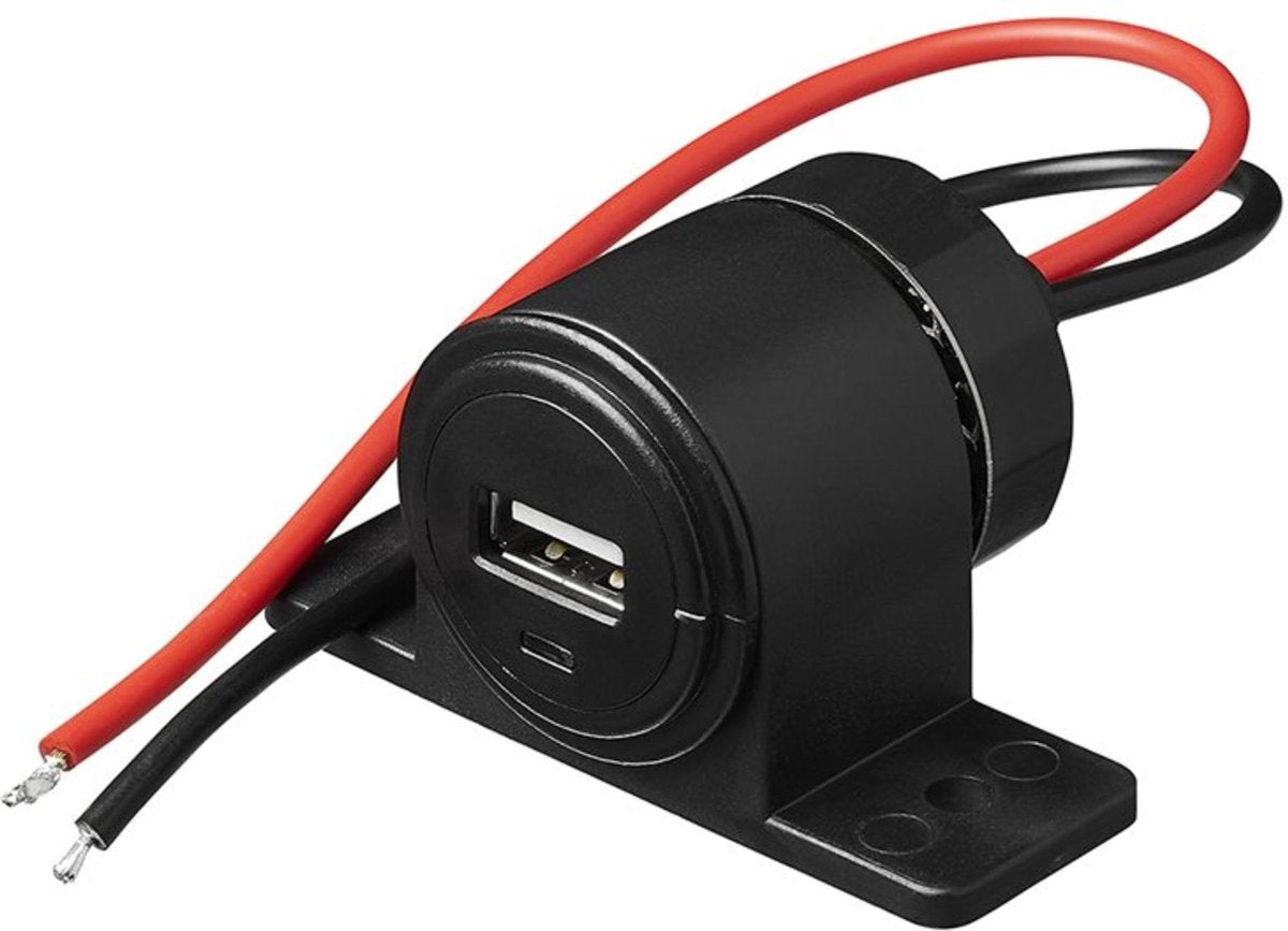 Proplus usb-opbouwstekkerdoos - 2100ma - 12 24v - compact - zwart