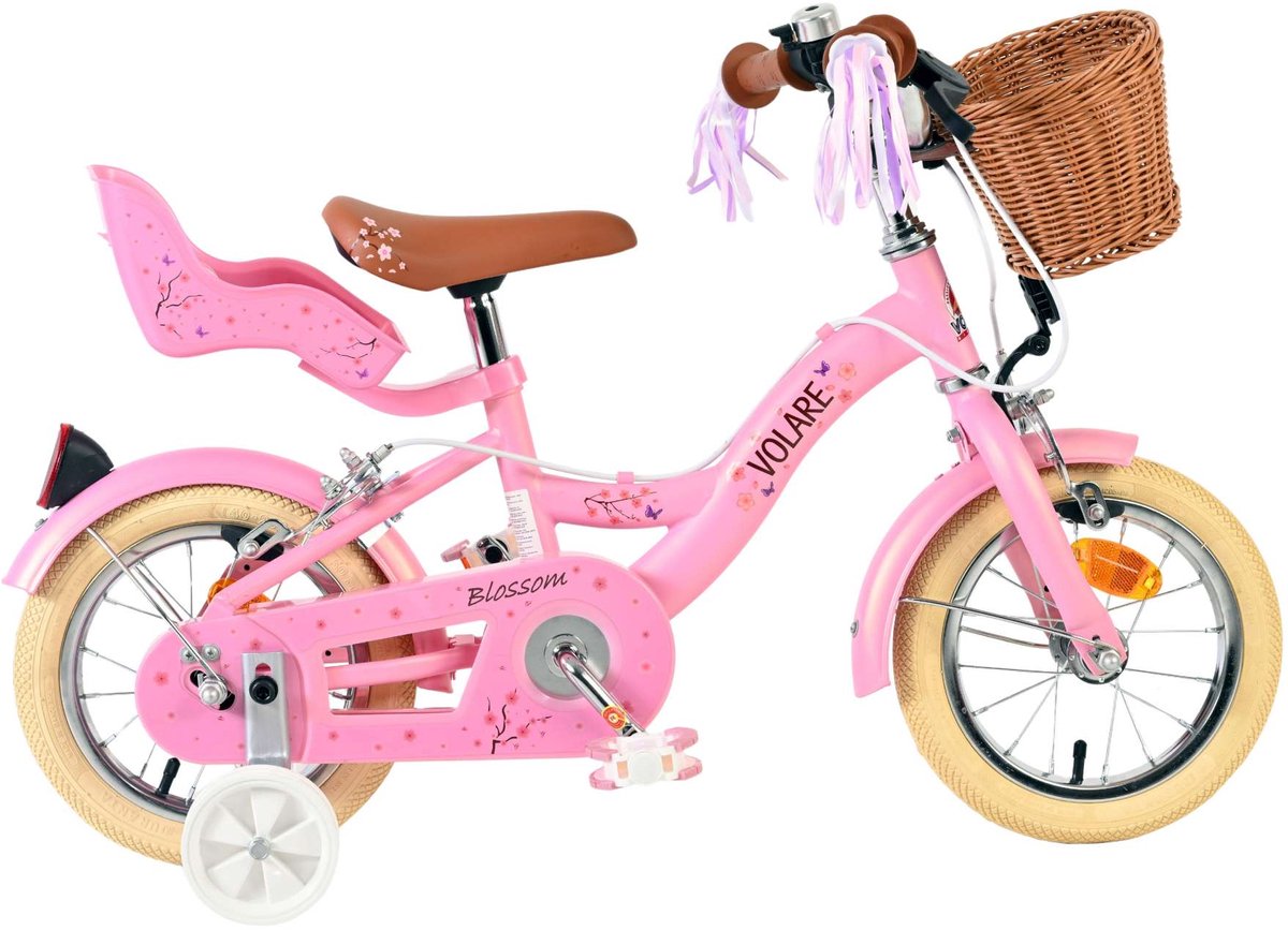 Volare Blossom Børns cykel - piger - 12 tommer - lyserød - to håndbremser