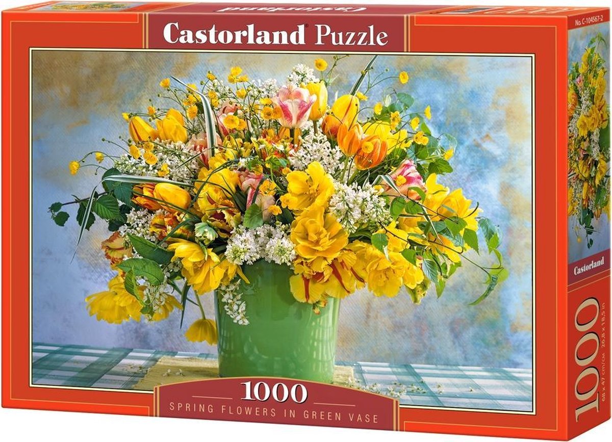 Castorland forårsblomster i grøn vase - puslespil - 1.000 brikker - satin finish - perfekt pasform - europæisk kvalitet