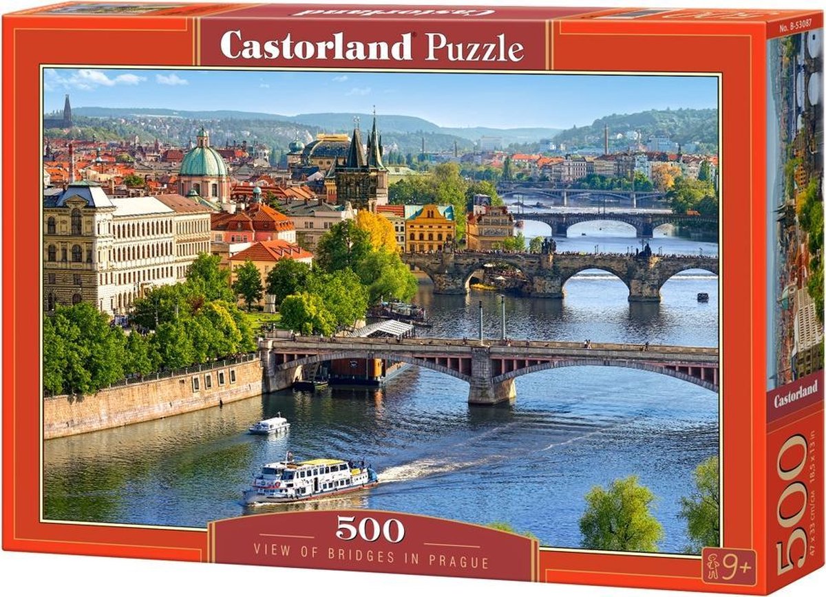 Castorland udsigt over broer i Prag – puslespil – 500 brikker – satin finish – perfekt pasform – europæisk kvalitet