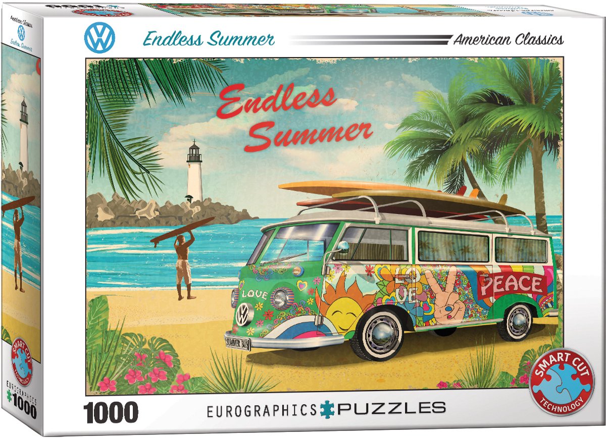 Eurographics volkswagen - vw endless summer - 1000 brikker 68×48cm (b×h) - puslespil