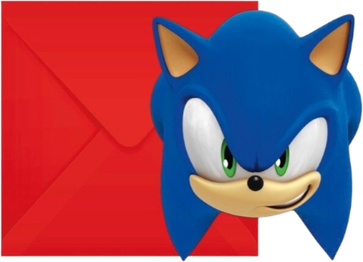 Decorata fest invitationskort - sonic - 6 stk