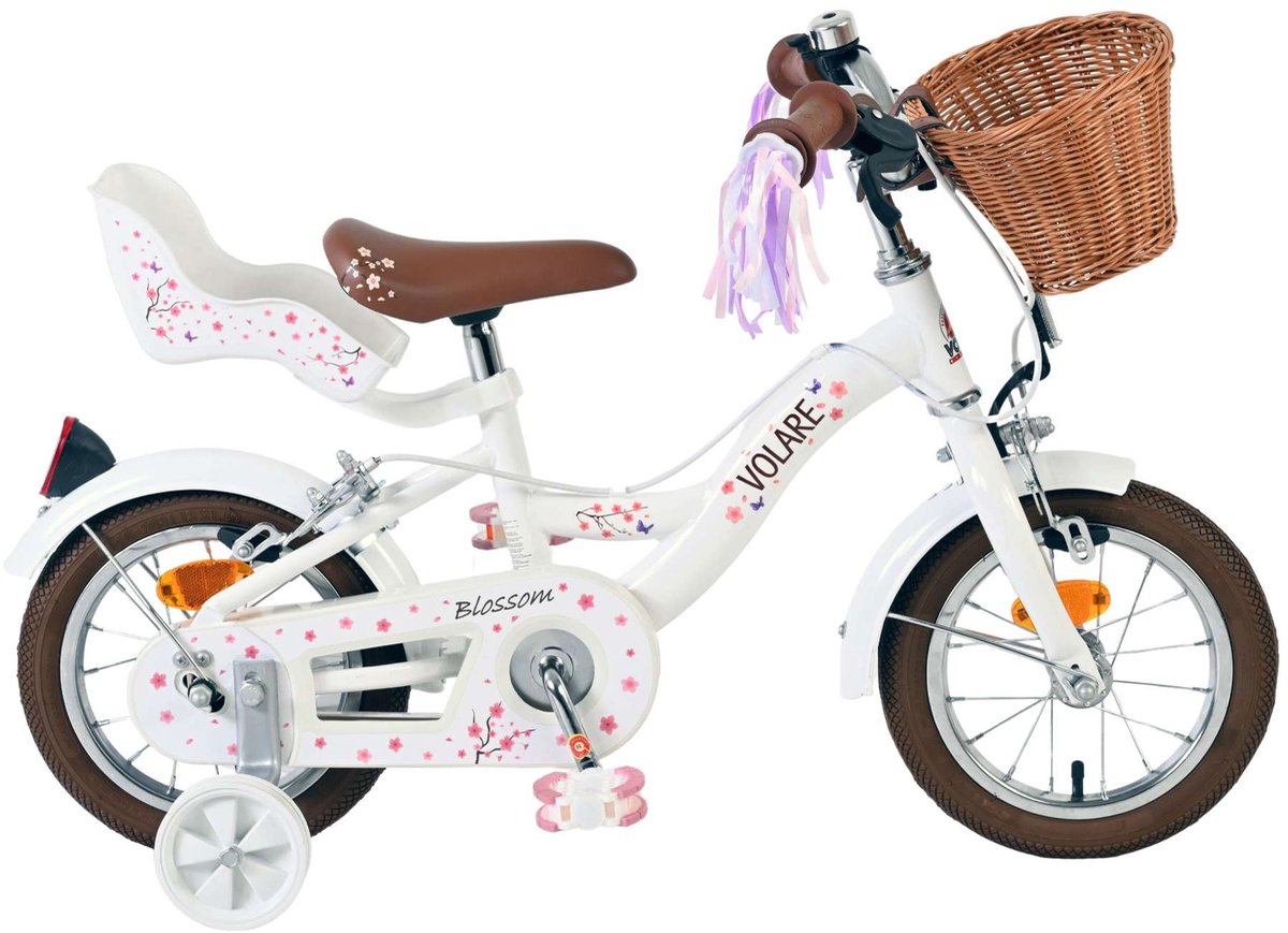 Volare Blossom Børns cykel - piger - 12 tommer - hvid - to håndbremser