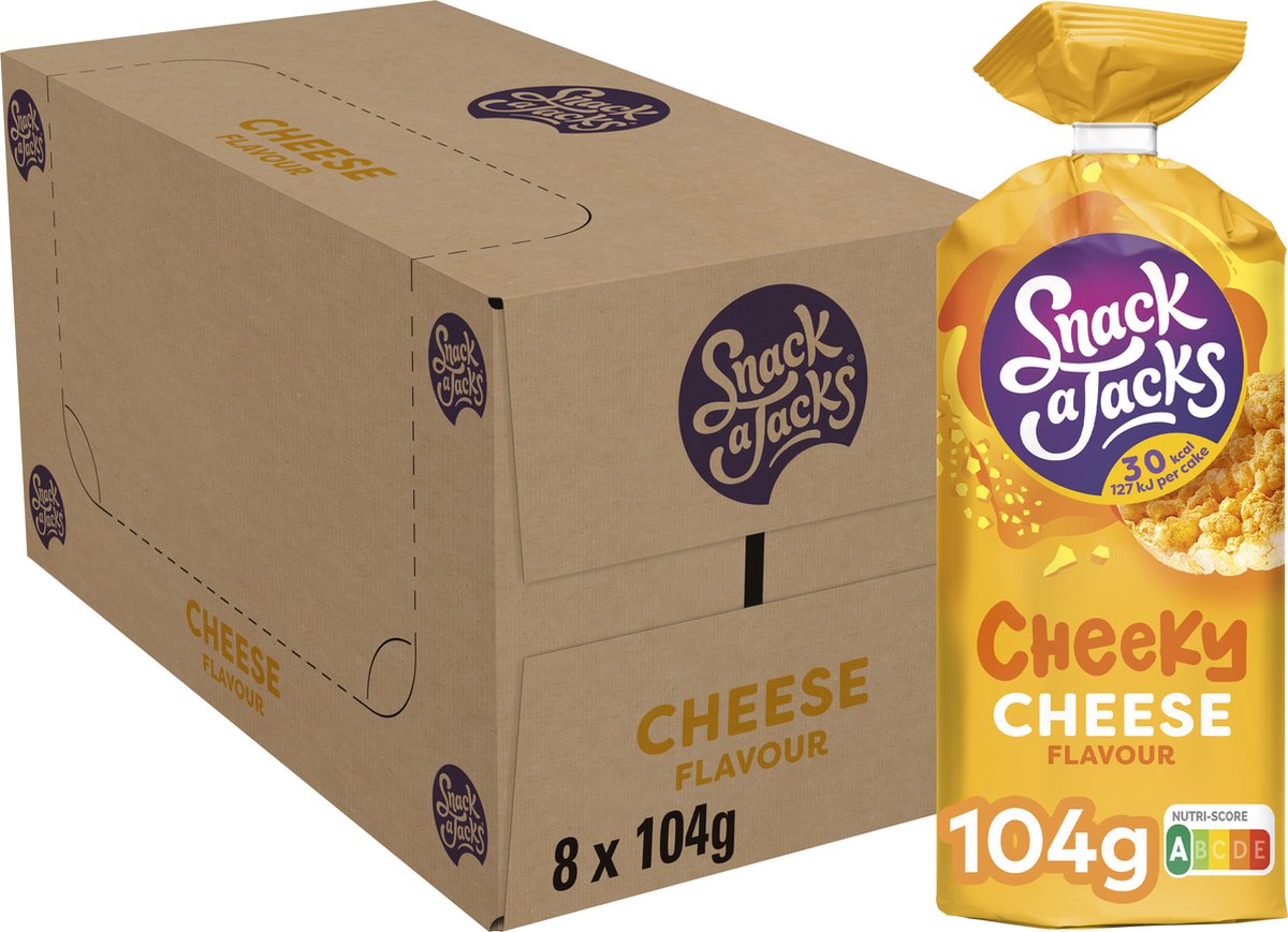 Snack en jacks ris vaffelost - snack - 8 x 104 gram