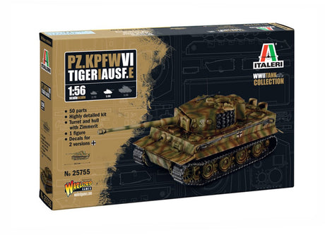 Italeri flymodelsæt - 25755 pz. kpfw. vi tiger i ausf. e - tank plast - 1:56 - modelfremstilling