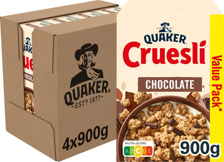 Quaker cruesli chokolade - morgenmadsprodukter - 4 x 900 gram
