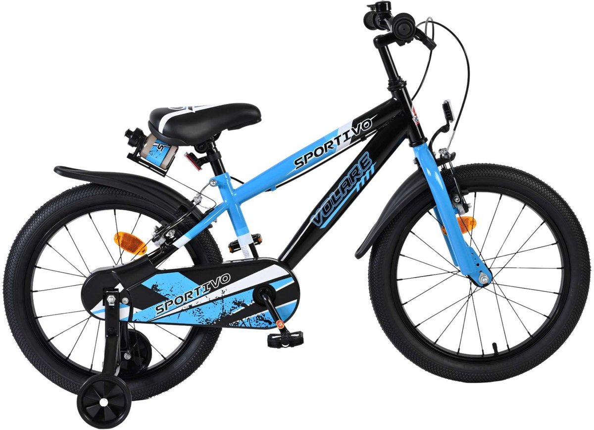 Volare sportivo børnecykel - drenge - 18 tommer - blå sort - to håndbremser