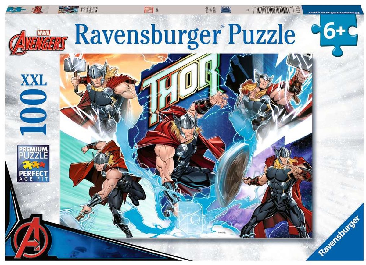 Ravensburger puslespil marvel thor - puslespil - 100 xl brikker puslespil til børn