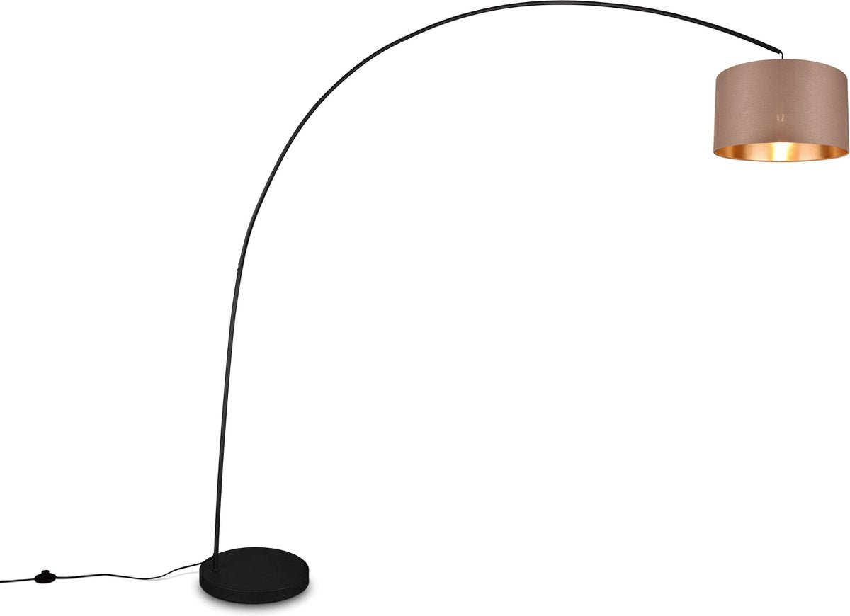 Trio mansur gulvlampe - buelampe - sort + taupe skærm - h210cm