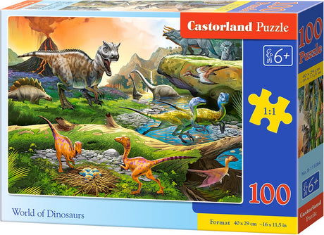 Castorland verden af dinosaurer – puslespil – 100 brikker – dinosaurer – førsteklasses kvalitet