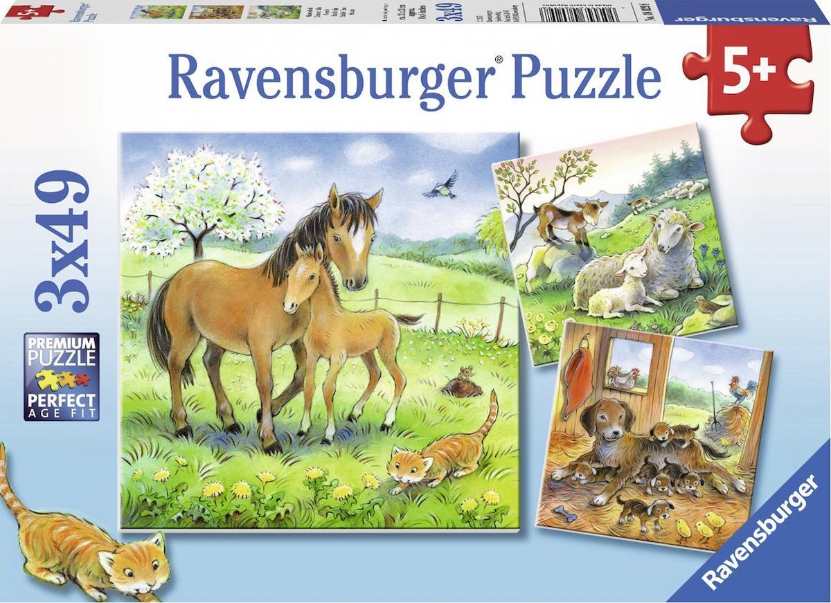 Ravensburger puslespil puttetid - 3x49 brikker - børnepuslespil