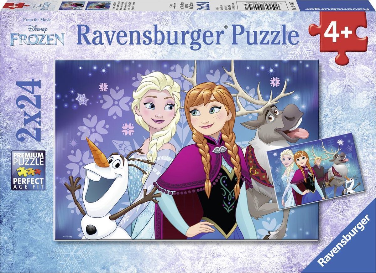 Ravensburger puslespil Disney Frozen Northern Lights - to puslespil - 24 brikker - børnepuslespil