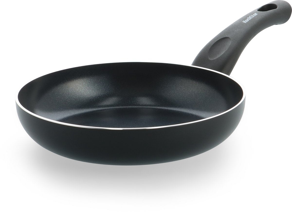 Kochstar Essenz sort keramisk stegepande - 20cm - PFAS-fri - induktionsgryde - induktionspande - keramisk non-stick belægning - kølehåndtag - ovnsikker op til 130° C - sort
