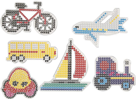 Creativ firmabundplade, bil, fly, båd, traktor, bus og cykel, mål 9x9,5 + 11x16 cm, medium, 6 stk. 1 kasse