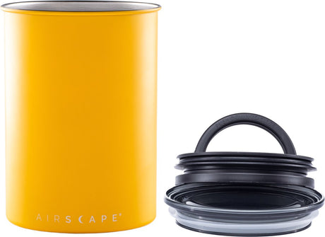 Planetarisk design - luftlandskab - kaffebønner - opbevaringsglas - lufttætte - kaffe - stål - mat gul - 500 gram