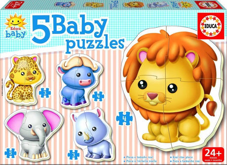 Educa - 5 puslespil baby - dyr - 3 til 5 brikker