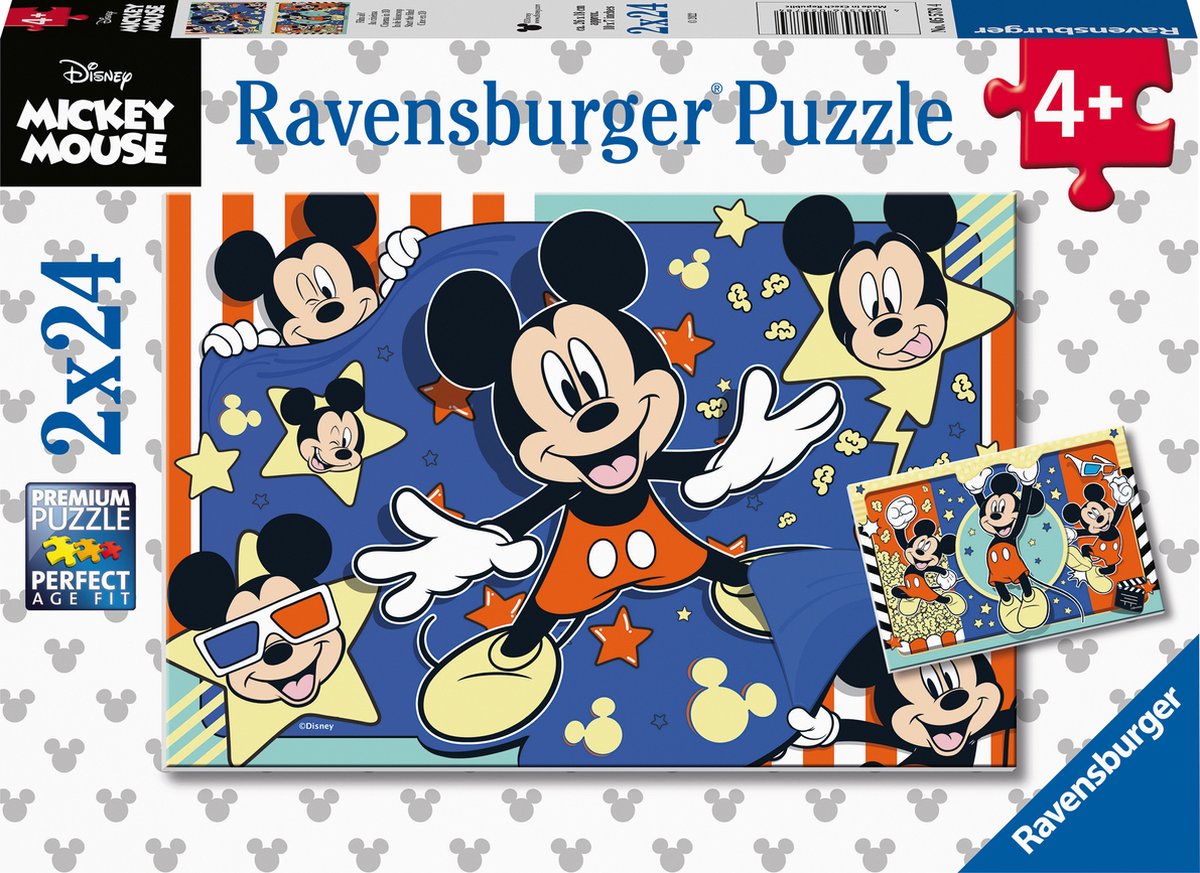 Ravensburger puslespil Mickey Mouse - to puslespil - 24 brikker - børnepuslespil