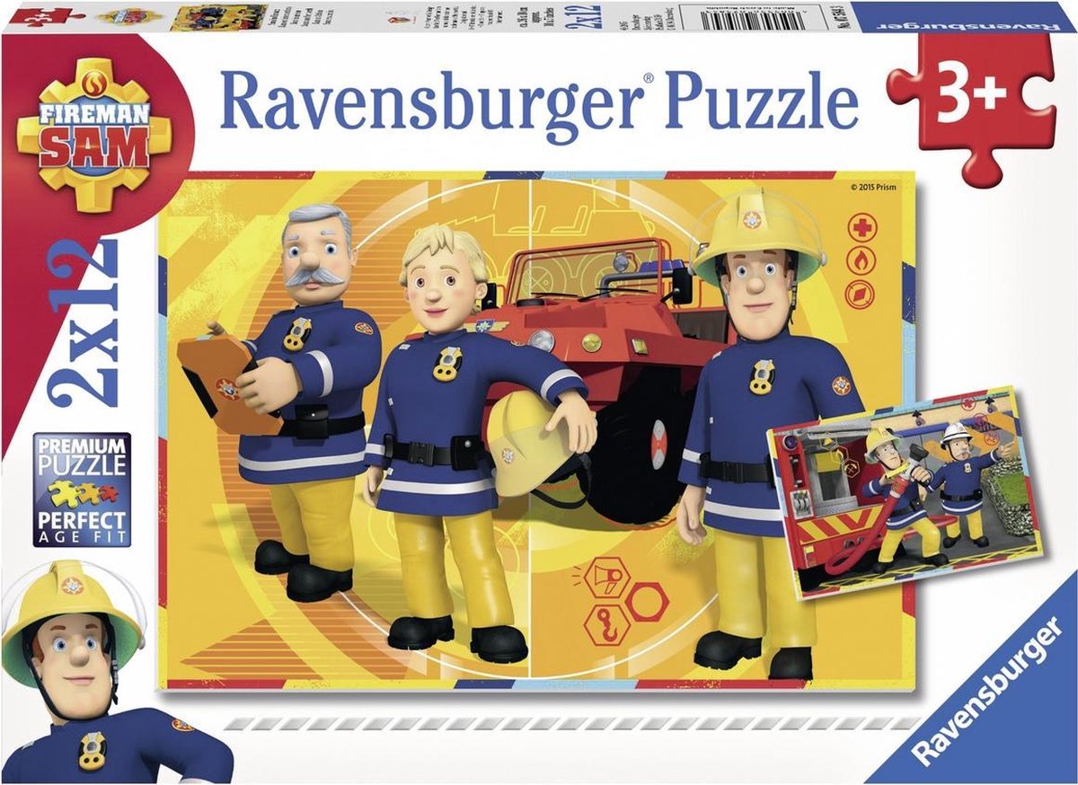 Ravensburger puslespil brandmand Sam på arbejde - 2x12 brikker - børnepuslespil