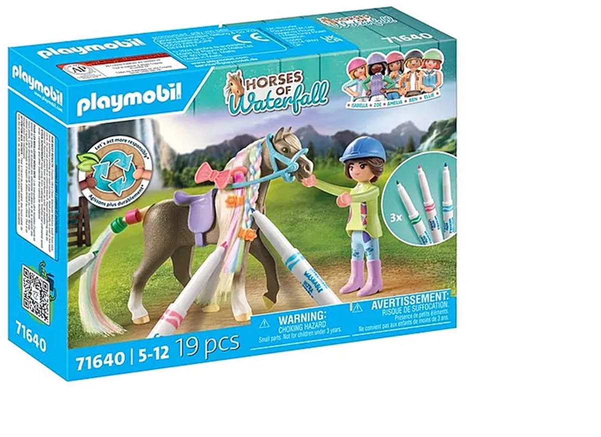 Playmobil heste af vandfald hestesæt med markører - 71640