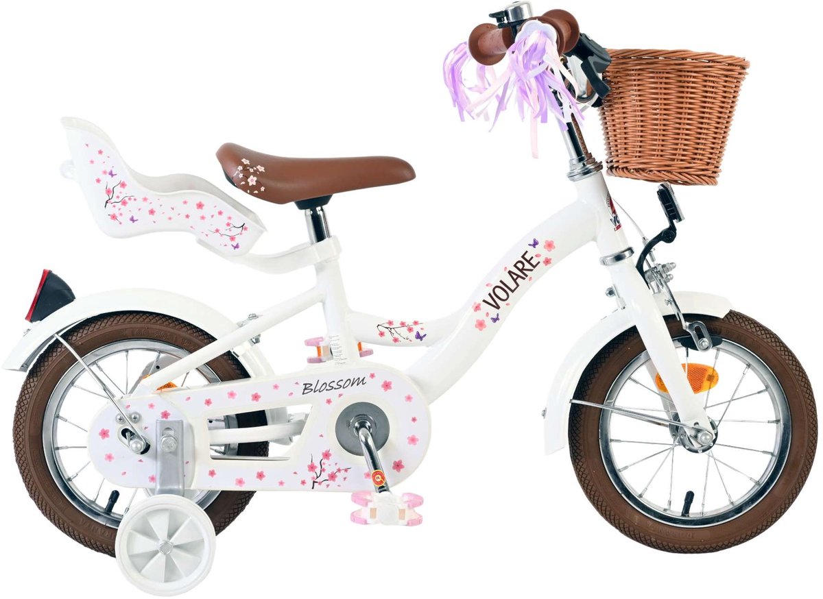 Volare Blossom Children's Bike - Girls - 12 Inch - White