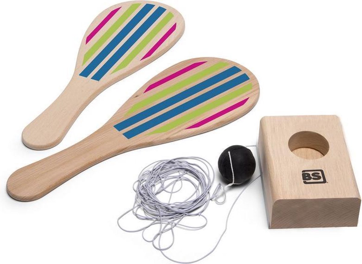 Bs toys tennis elastik 35 x 14,5 cm træ natur 3-delt