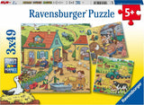 Ravensburger puslespil gård - 3x49 brikker - børnepuslespil