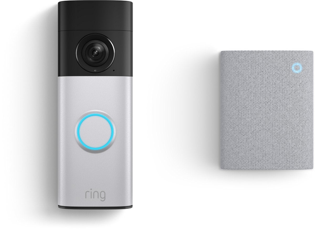 Ring videodørklokke plus på batteri (seneste generation) - med klokke - nikkelsølv