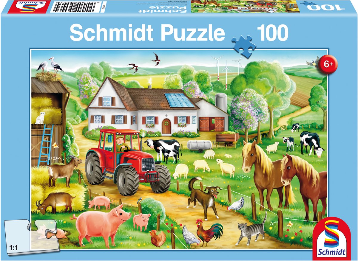 Schmidt - puslespil - glad gård - 100 brikker - børn - fra 6 år