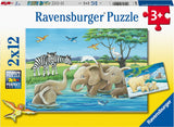 Ravensburger puslespil unge dyr fra hele verden - 2 x 12 brikker