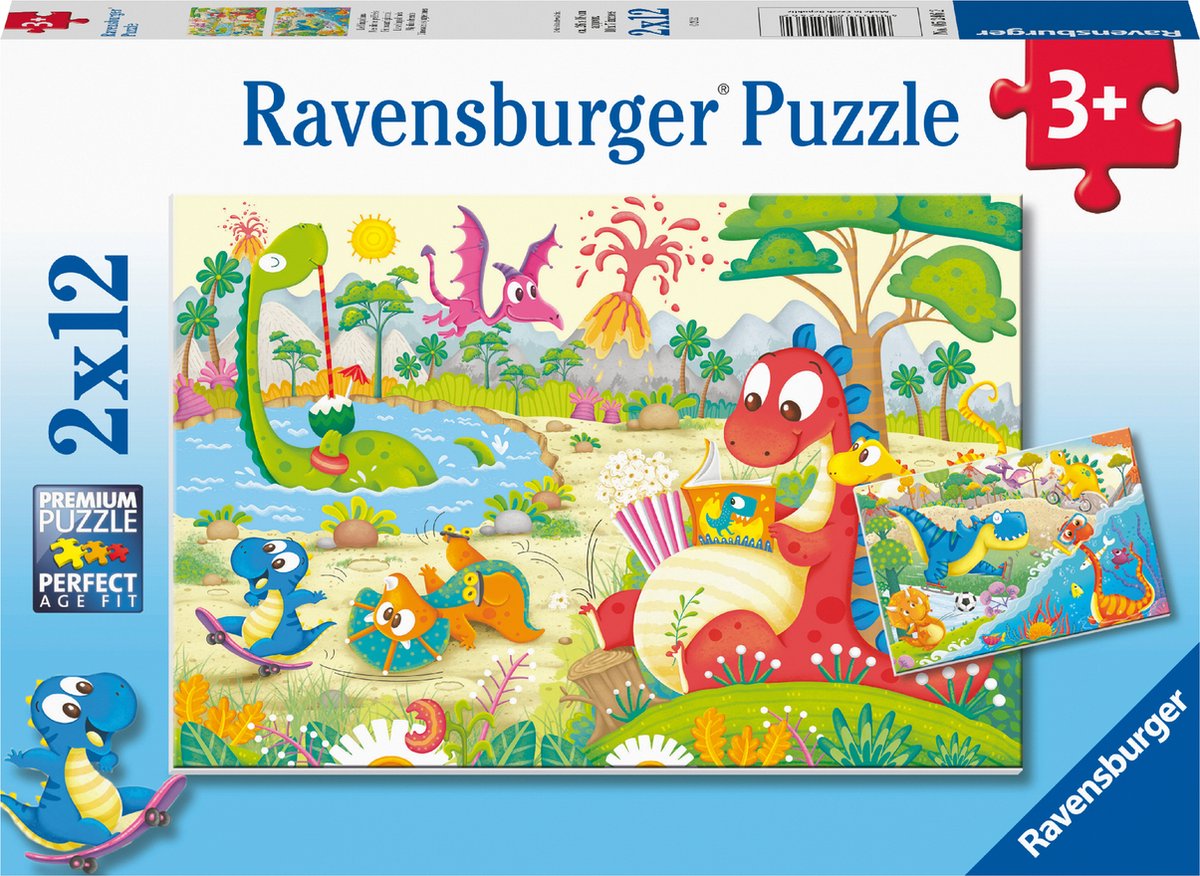 Ravensburger puslespil favorit dinosaurer - to puslespil - 12 brikker - børnepuslespil