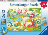 Ravensburger puslespil favorit dinosaurer - to puslespil - 12 brikker - børnepuslespil